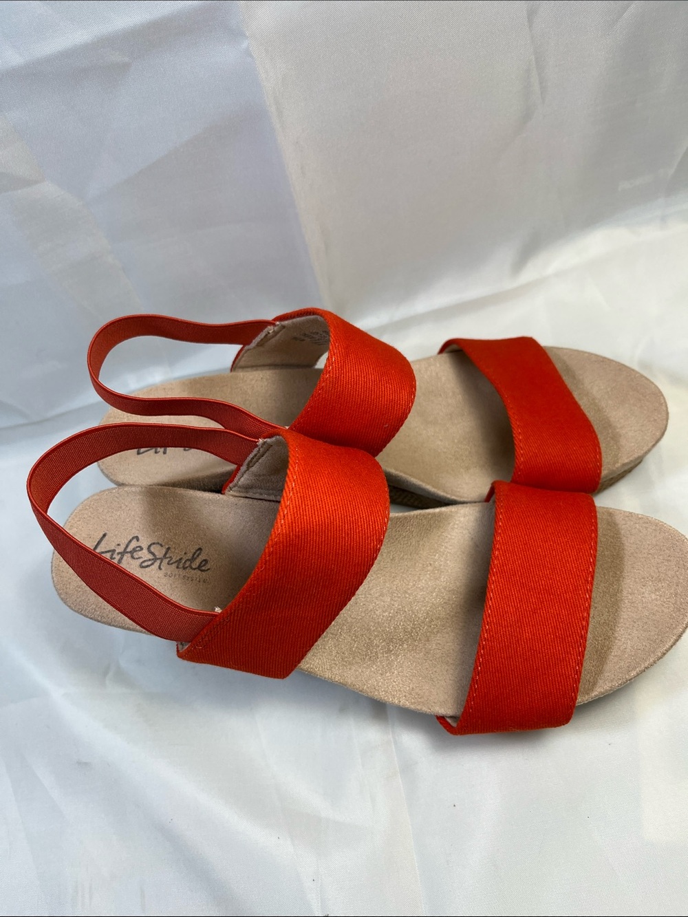 Life Stride Orange-Red Stretch Band Slingback Sandals for Women